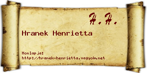 Hranek Henrietta névjegykártya